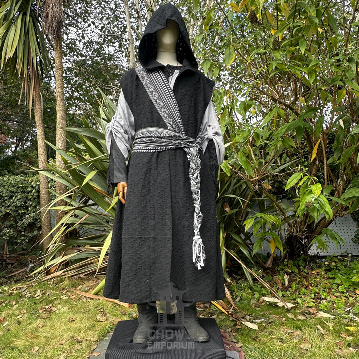 Black Hooded Long Waistcoat