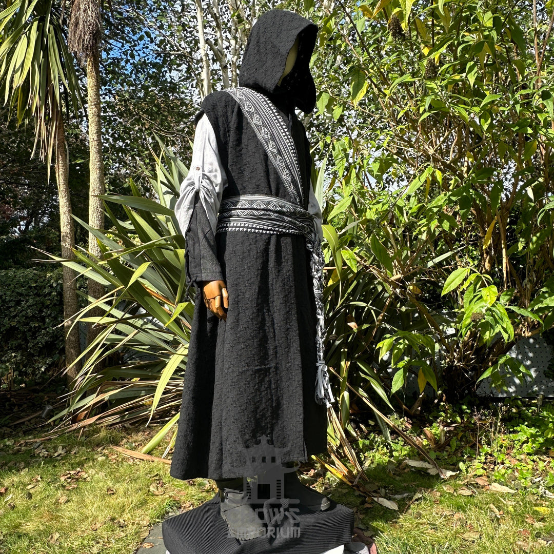 Black Hooded Long Waistcoat