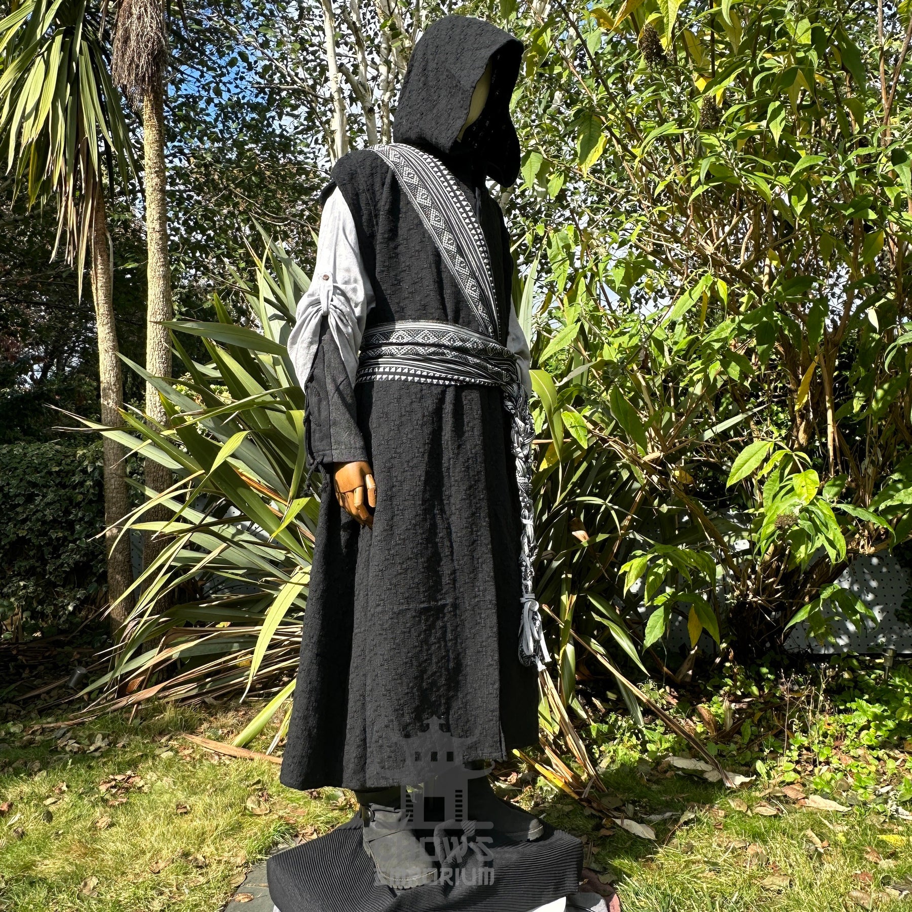 Medieval Worker Robe Medieval Hooded Sleeveless Robe in Black | Chows Emporium | From £179.00