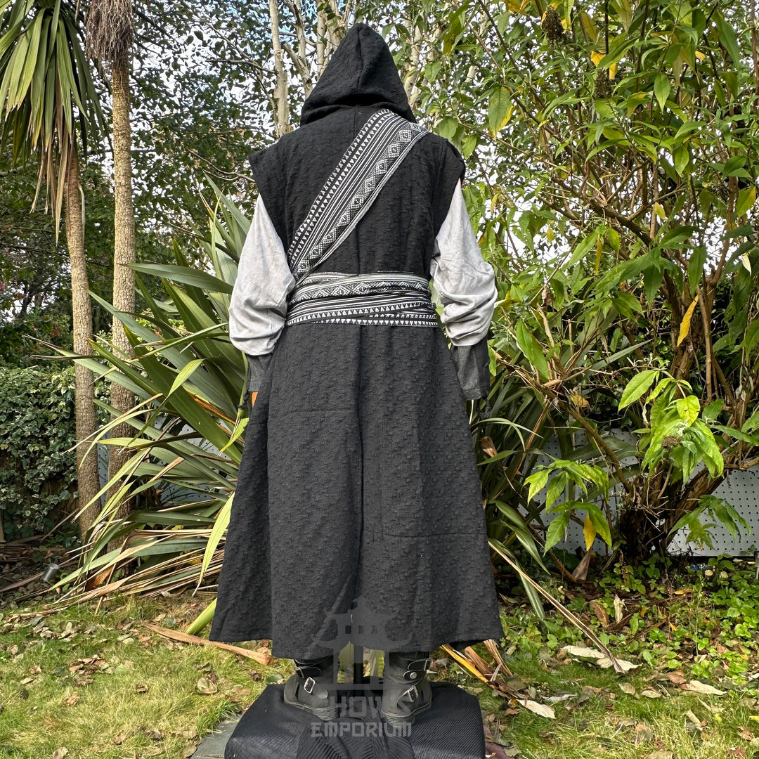 Black Hooded Long Waistcoat