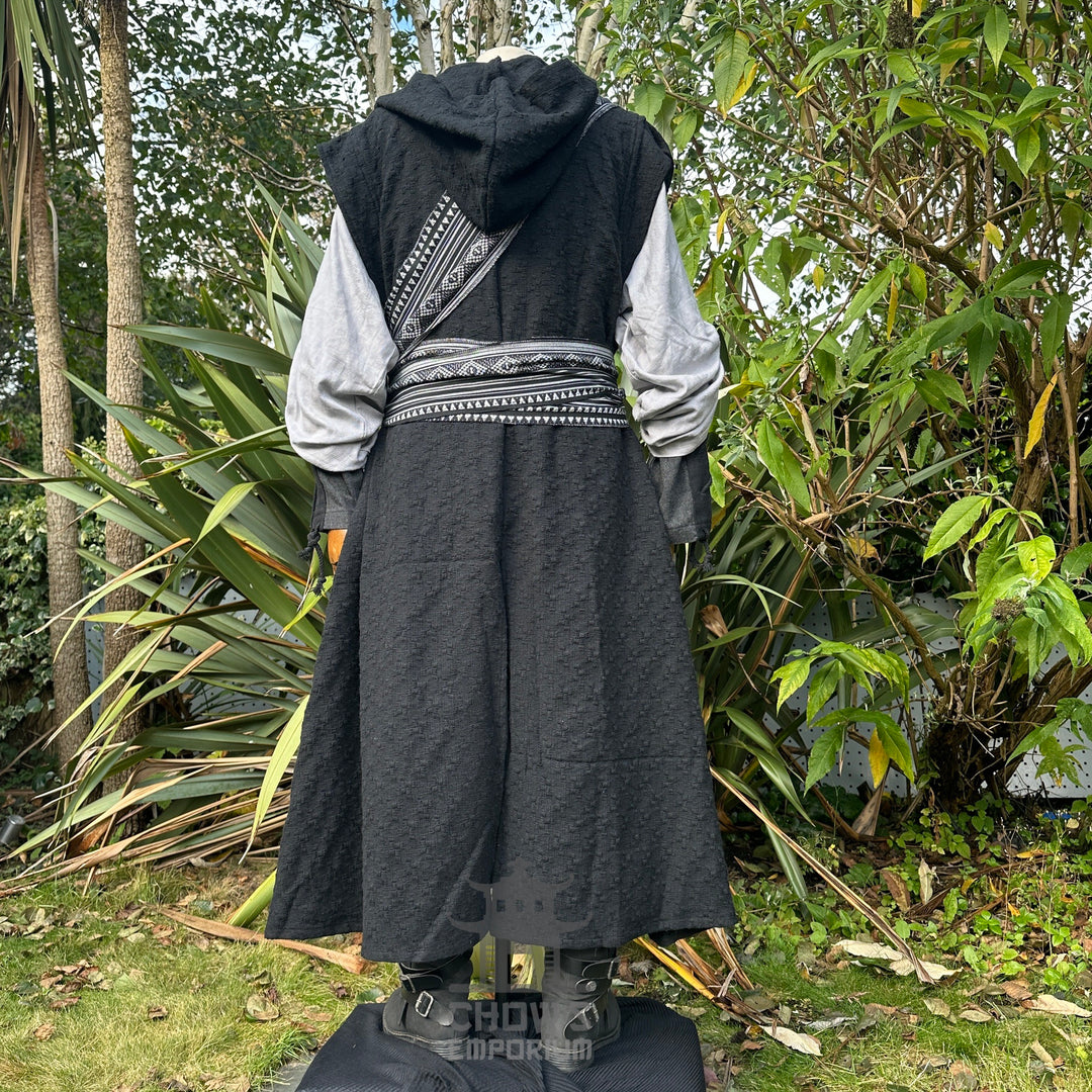 Black Hooded Long Waistcoat