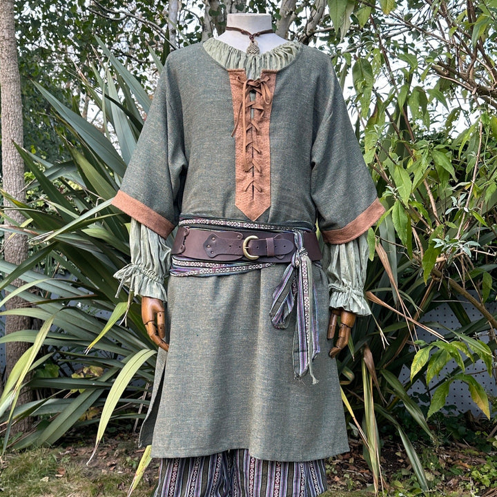 Green & Brown Woven Medieval Tunic