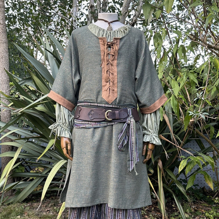 LARP Edles Hemd - Strukturierte schwarze Baumwolle passend für Renaissance Faire, Piraten Cosplay