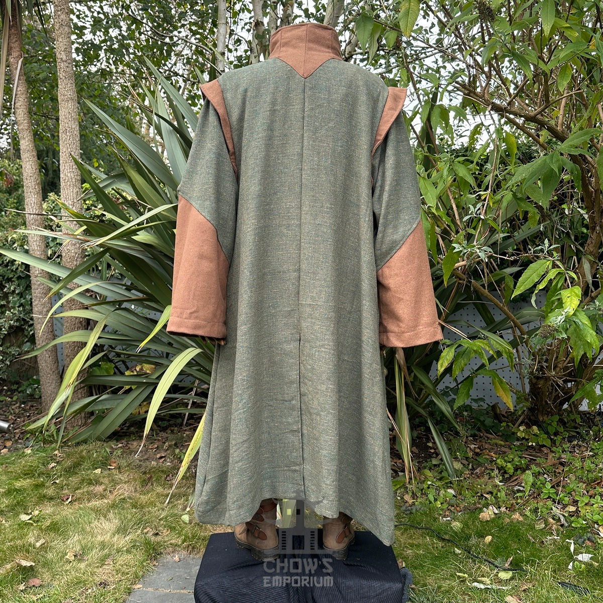 Medieval Forest Warlock LARP Outfit - 4+ pieces (Cape, Robe, Sash & Necklace)