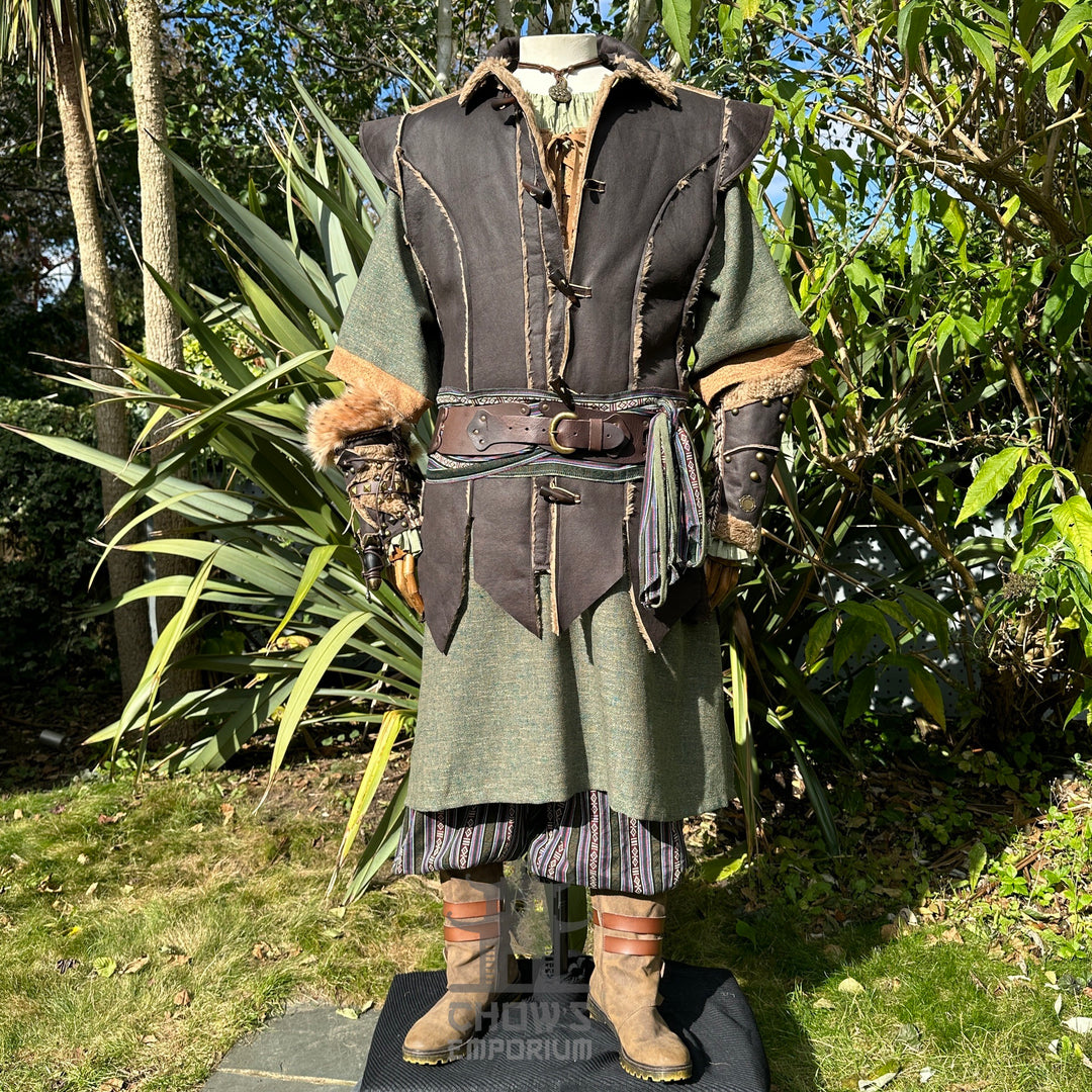 Woodland Fighter LARP Outfit - 4 pieces, Waistcoat, Tunic, Trousers, Sash