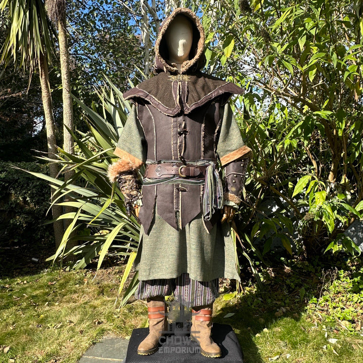 Woodland Warrior Set - 7 pieces (Waistcoat, Hood, Vambraces, Tunic, Trousers, Belt & Sash)