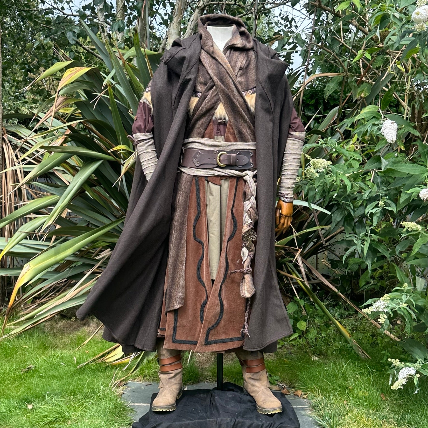 4 Way LARP Cloak Brown Versatile Cloak and Robe with Hood