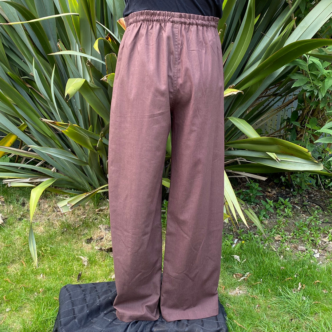 Brown Cotton Straight Leg Pants