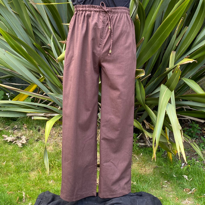 Brown Cotton Straight Leg Pants