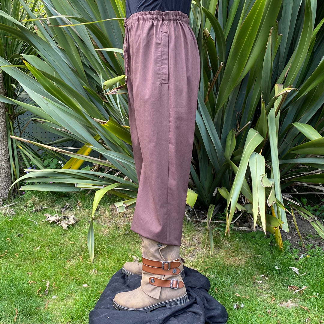 Brown Cotton Straight Leg Pants