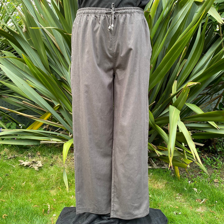 Grey Cotton Straight Leg Pants