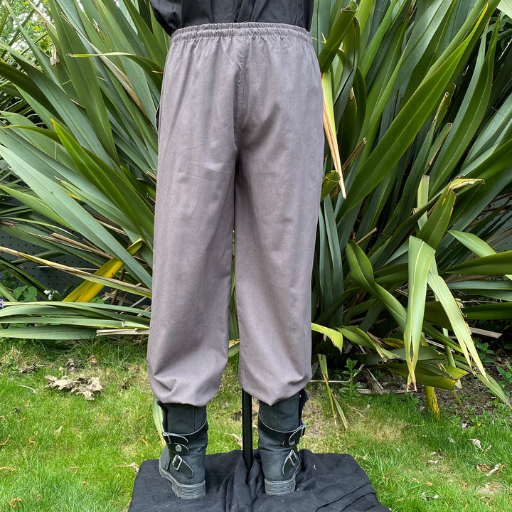 Grey Cotton Straight Leg Pants