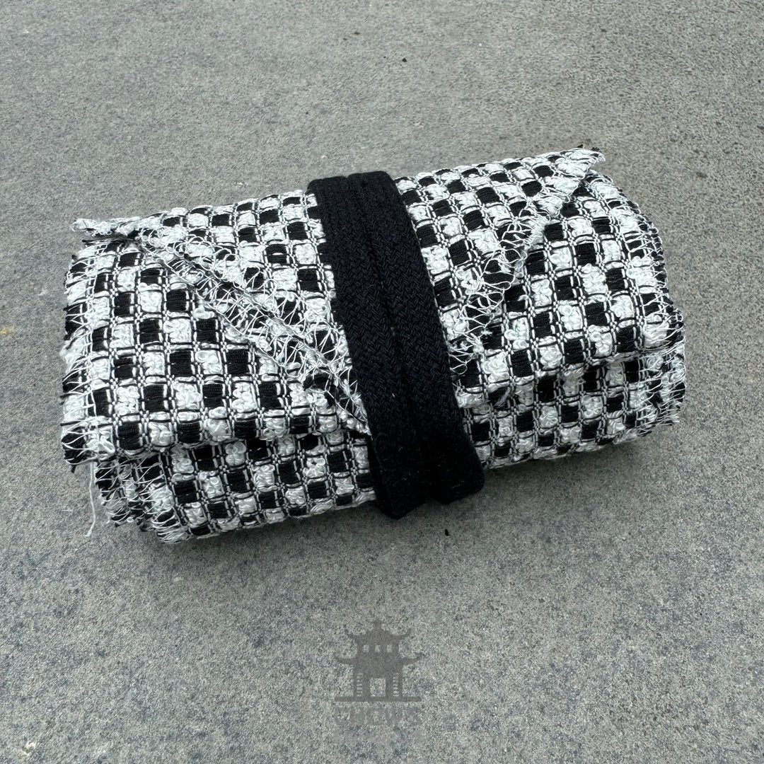 LARP Belt and Sash Set - Black and White Check Pattern - Buffalo Leather