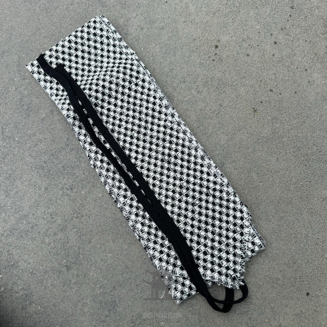 LARP Belt and Sash Set - Black and White Check Pattern - Buffalo Leather
