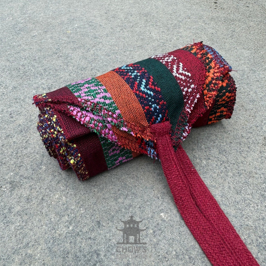 LARP Belt and Sash Set - Red Multi Pattern - Buffalo Leather