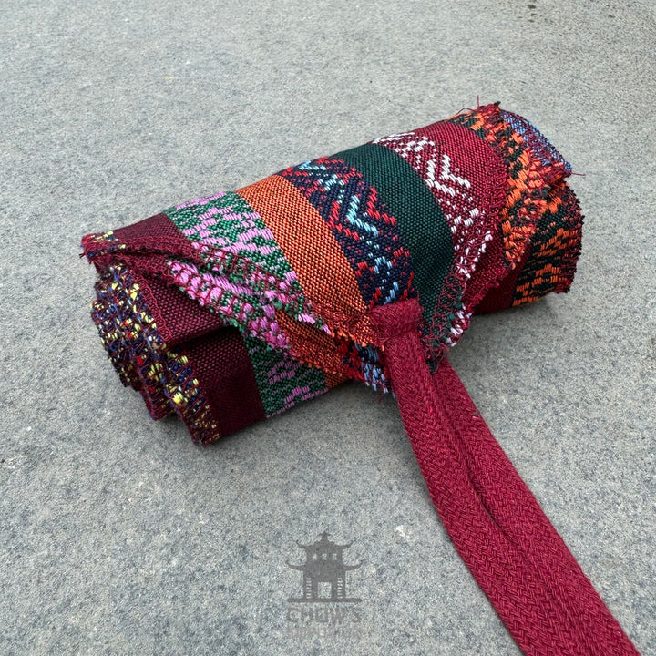 LARP Belt and Sash Set - Red Multi Pattern - Buffalo Leather