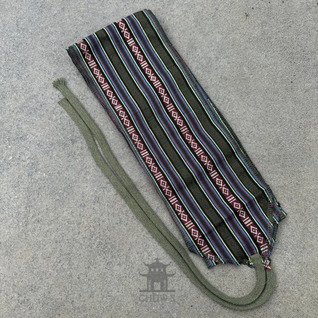 LARP Belt and Sash Set - Green Stripe Pattern - Buffalo Leather