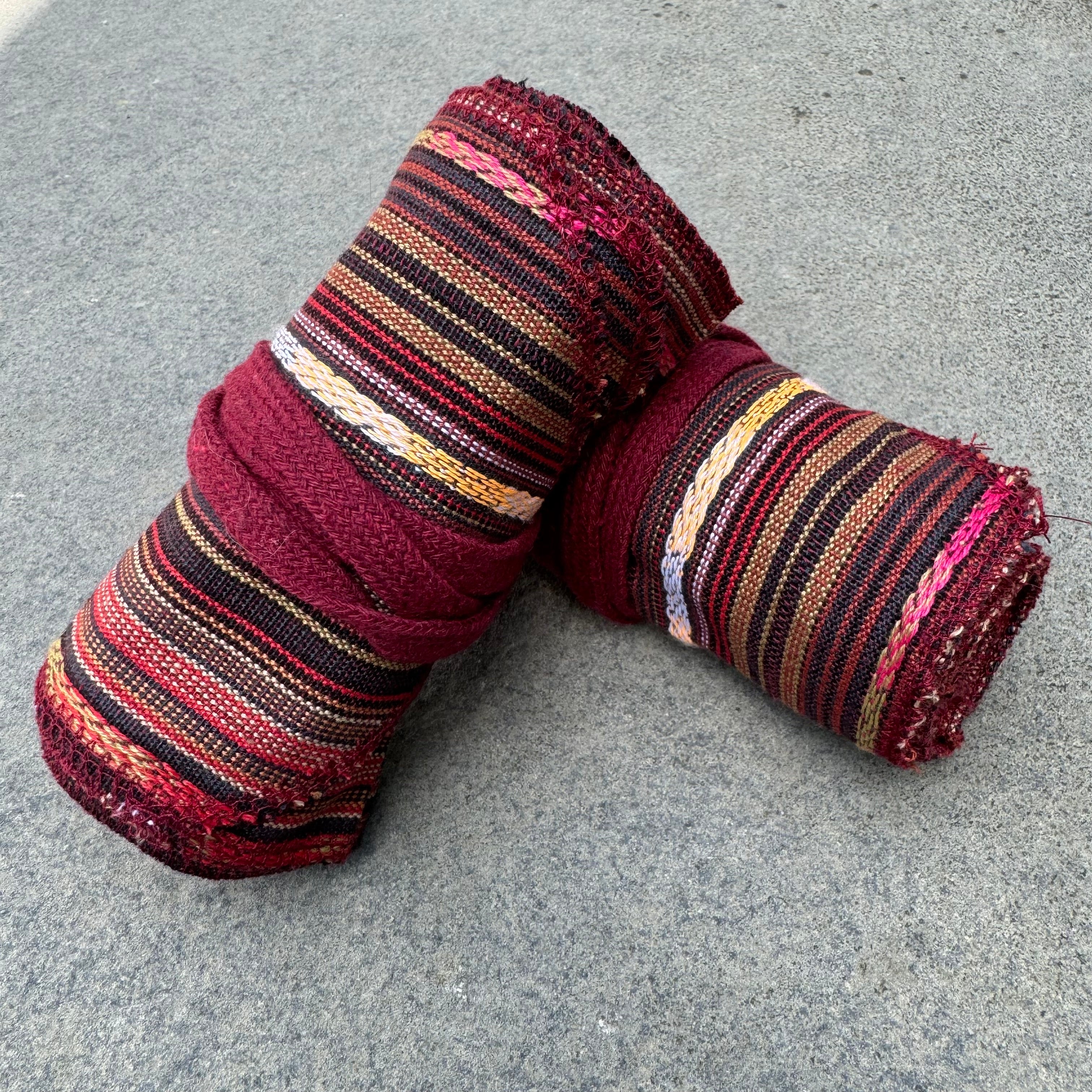 Red Striped Cotton Leg Wraps | LARP Accessory | From £25.00