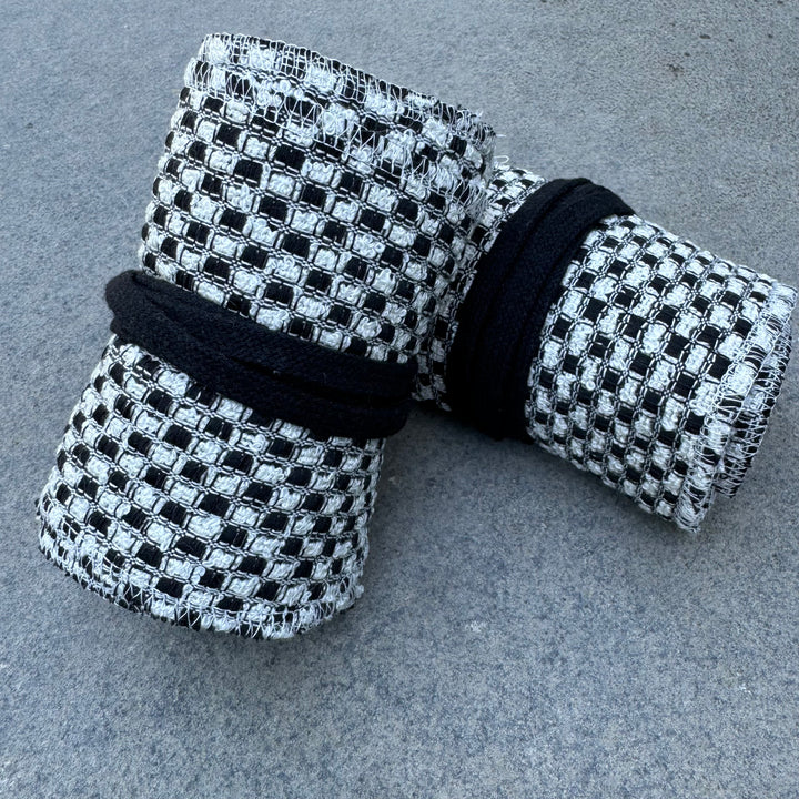 Black & White Checkered Wool Leg Wraps