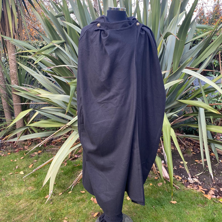 4 Way LARP Cloak - Black - Versatile Cloak and Robe with Hood - Chows Emporium Ltd