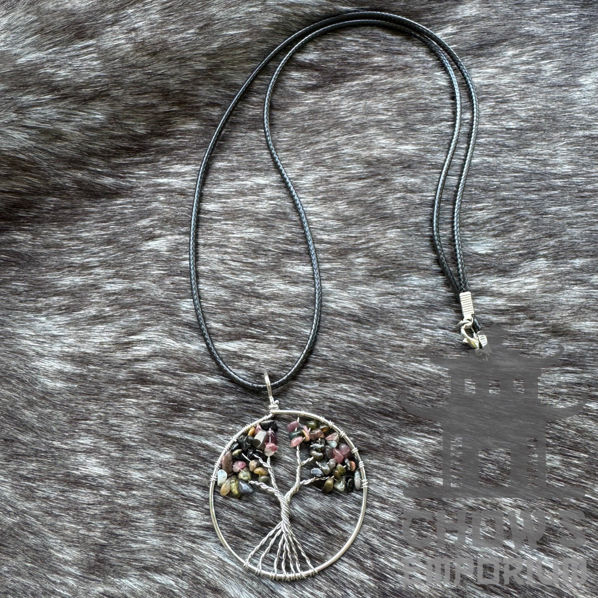 Brown Tree of Life necklace on leather cord for medieval LARP.