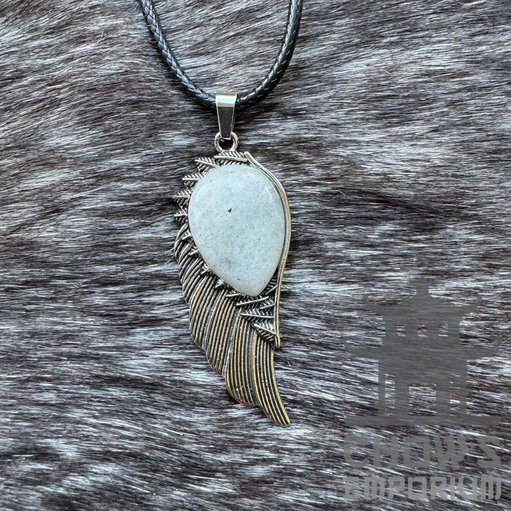 White Lapis Lazuli and Feather Necklace | Fantasy Accessory | From