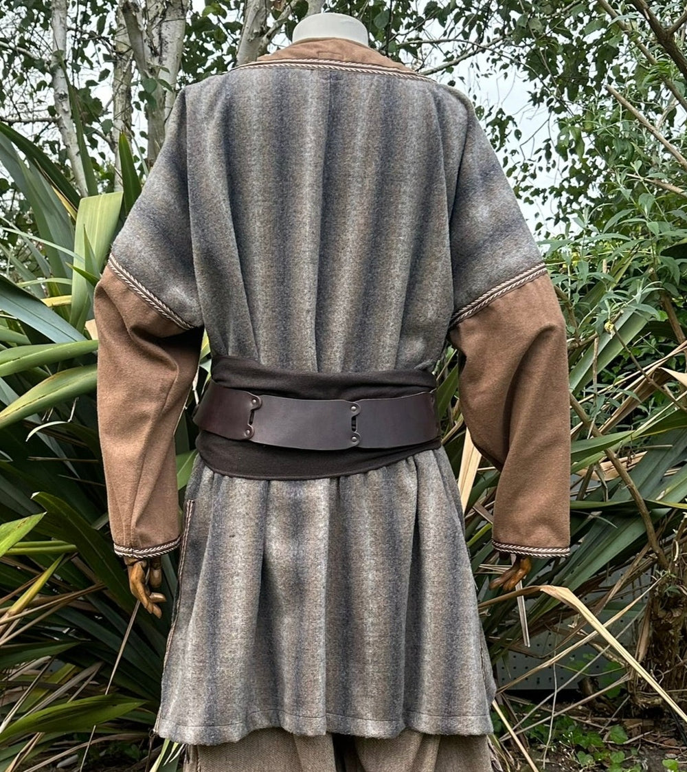 LARP Viking Tunic with Buttons - Two Tone Grey & Brown - Mohair Wool Mix - Chows Emporium Ltd