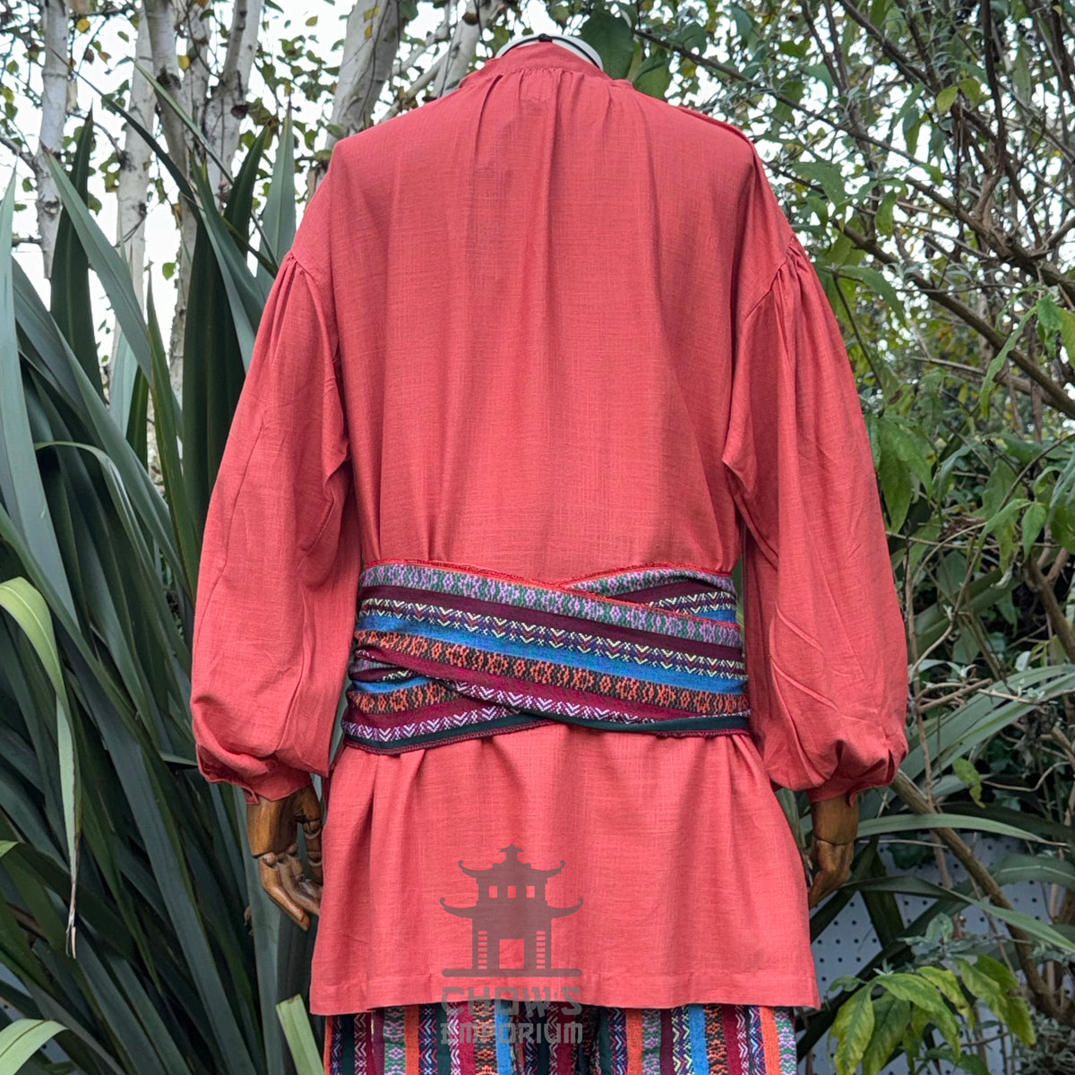 medieval shirt in rust color, front view for LARP.