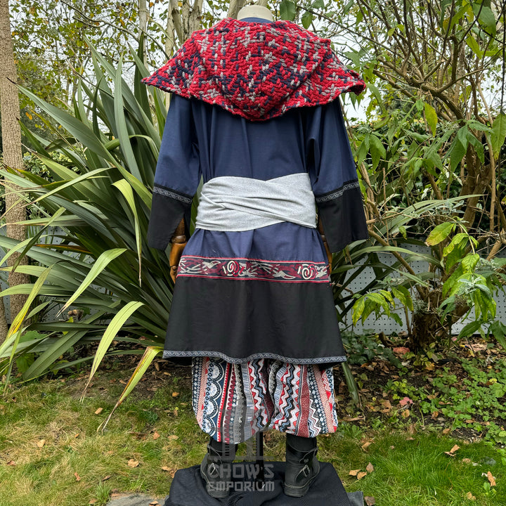 Medieval Scarf Hood, Tricolour Wool Wrap Around Hood