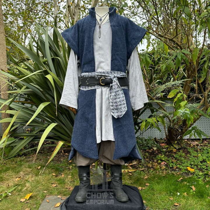 Elven Sage Outfit Set - 6 Pieces (Tunic, Waistcoat, Pants, Sash, Armwraps, Necklace)