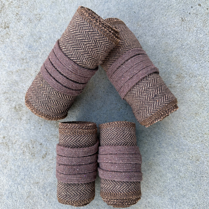 Dark Brown Herringbone Wool Leg and Arm Wrap Set