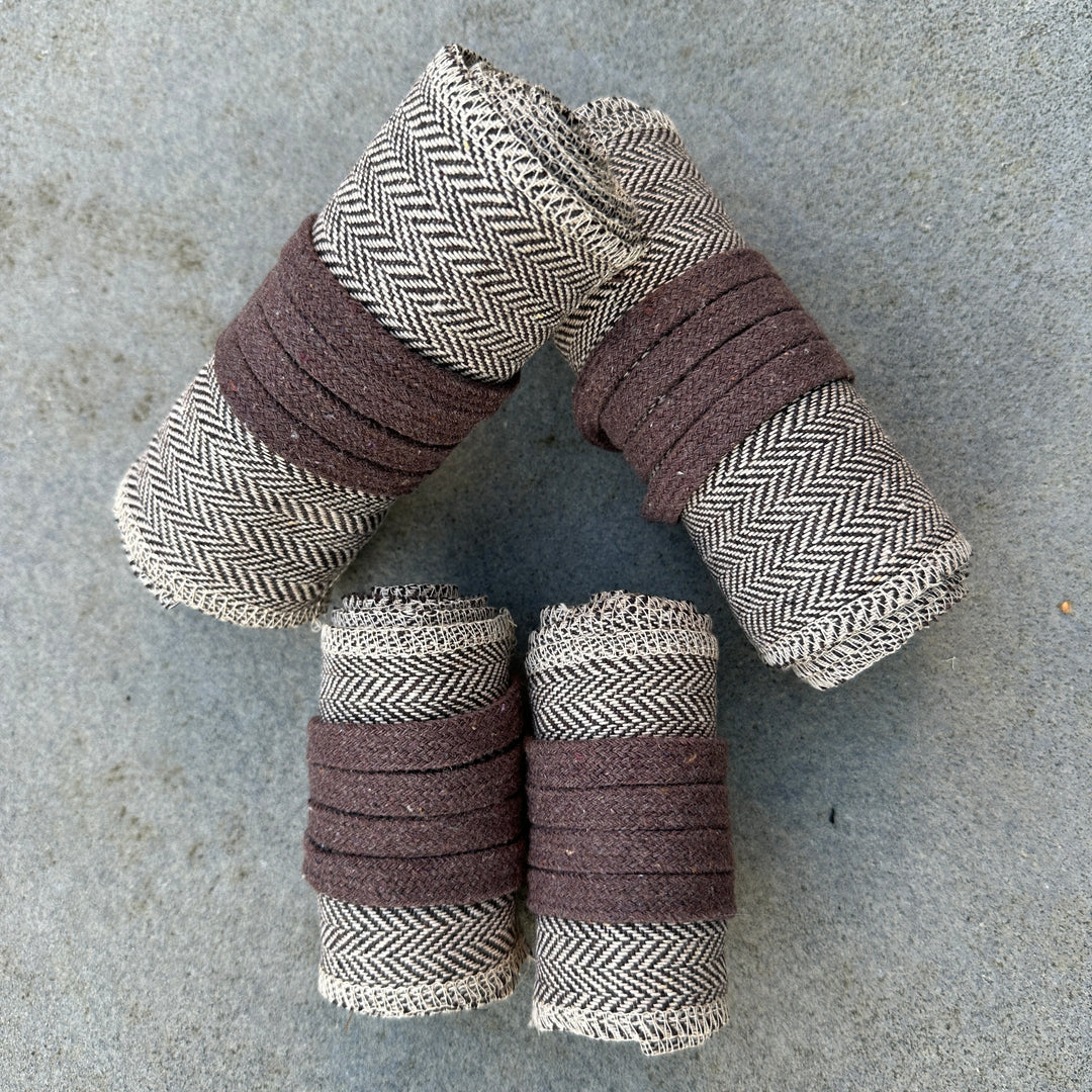 Light Brown Herringbone Wool Leg and Arm Wrap Set