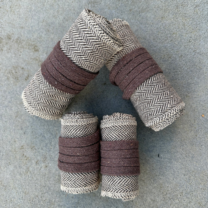 Light Brown Herringbone Wool Leg and Arm Wrap Set