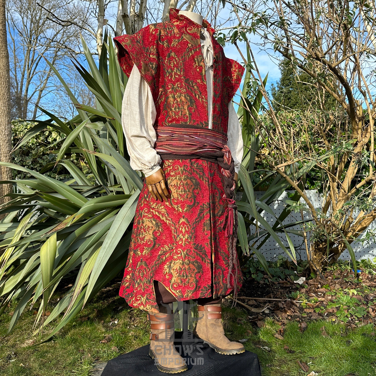 Gilded Crimson Duke Set, 4+ pieces (Waistcoat, Shirt, Sash & Necklace)
