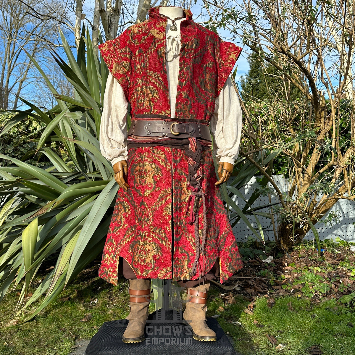 Gilded Crimson Duke Set, 4+ pieces (Waistcoat, Shirt, Sash & Necklace)