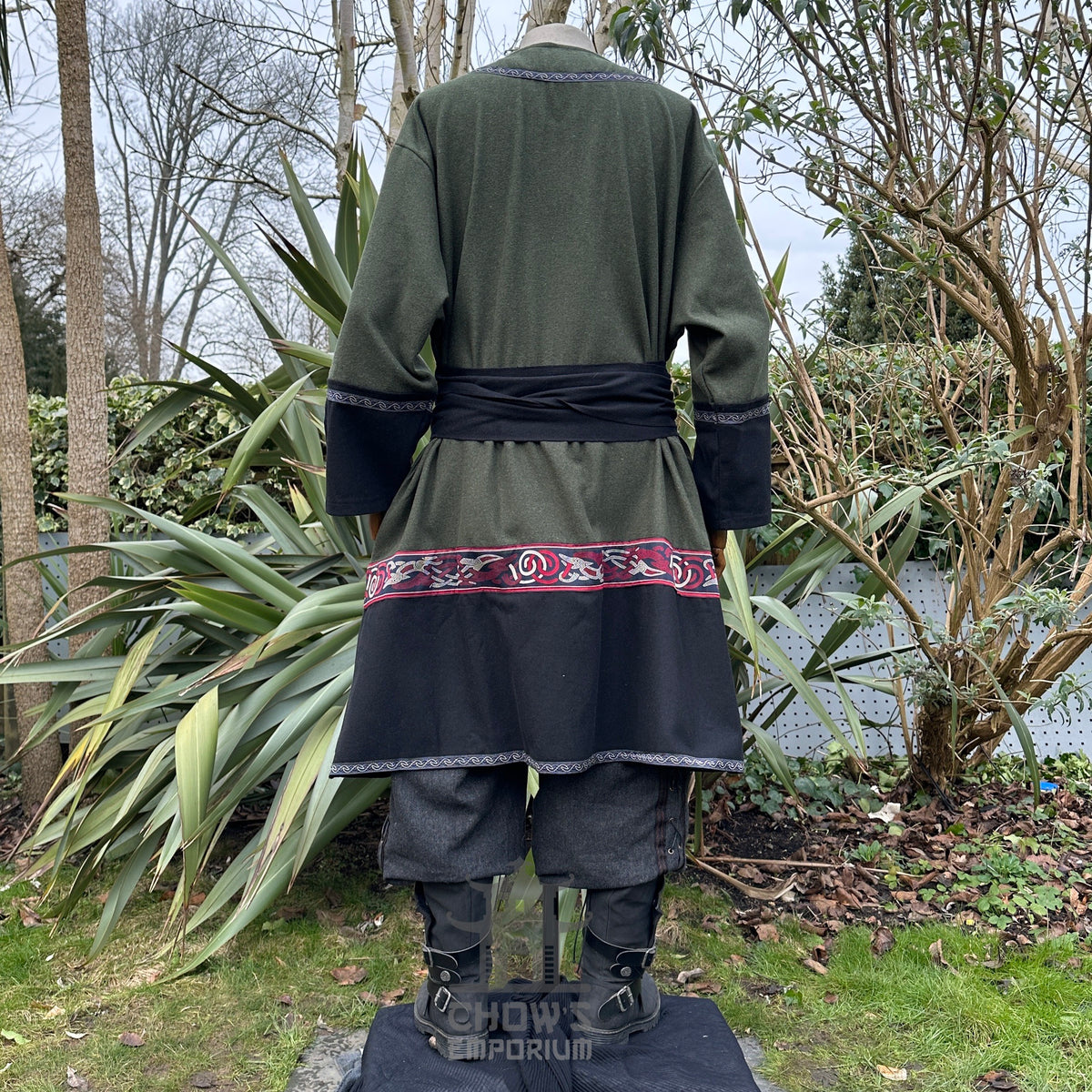 green black Viking wool tunic for cosplay and Ren faire.