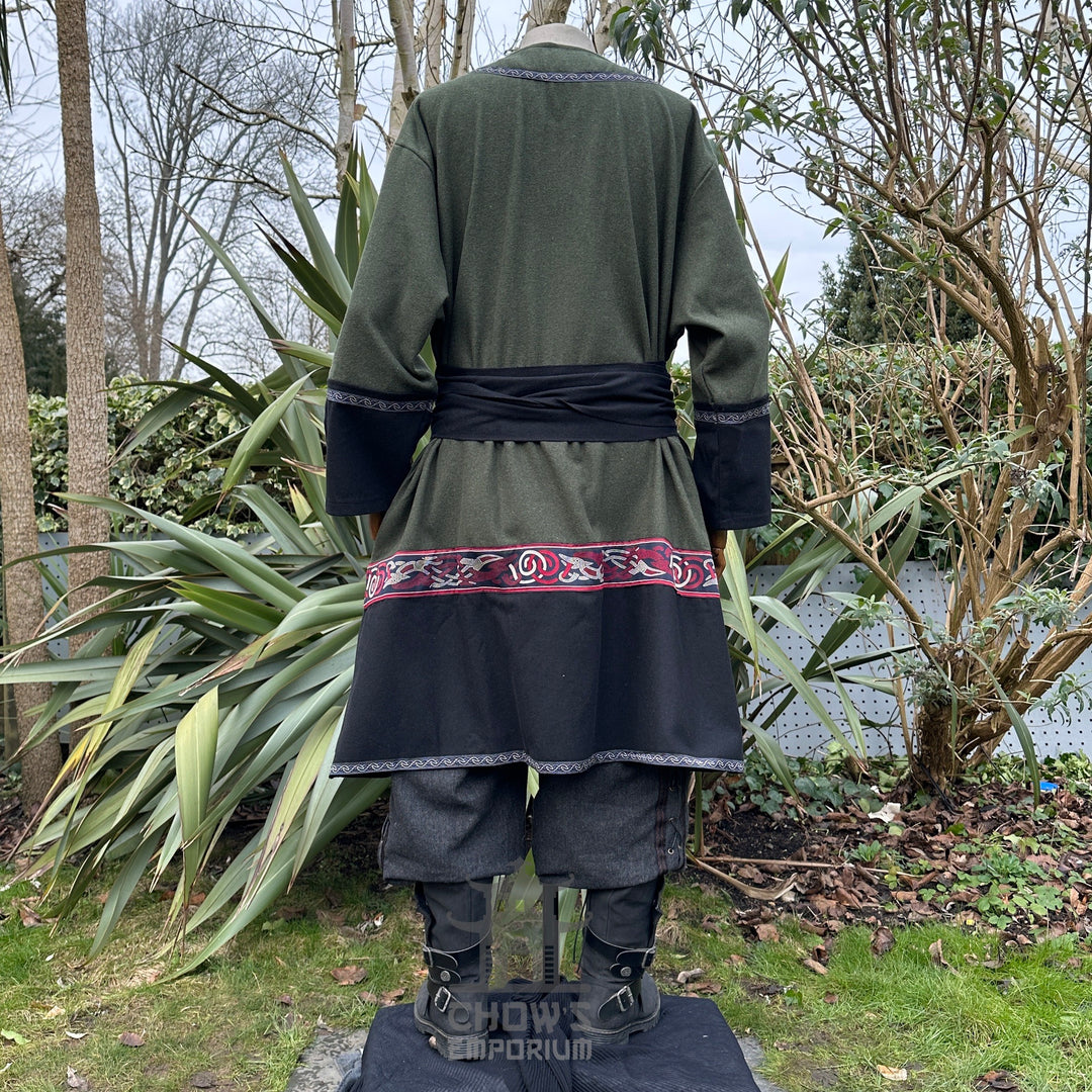 Green & Black Two-Tone Wool Mix Viking Tunic