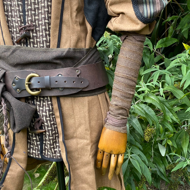 Dark Brown Herringbone Wool Leg and Arm Wrap Set