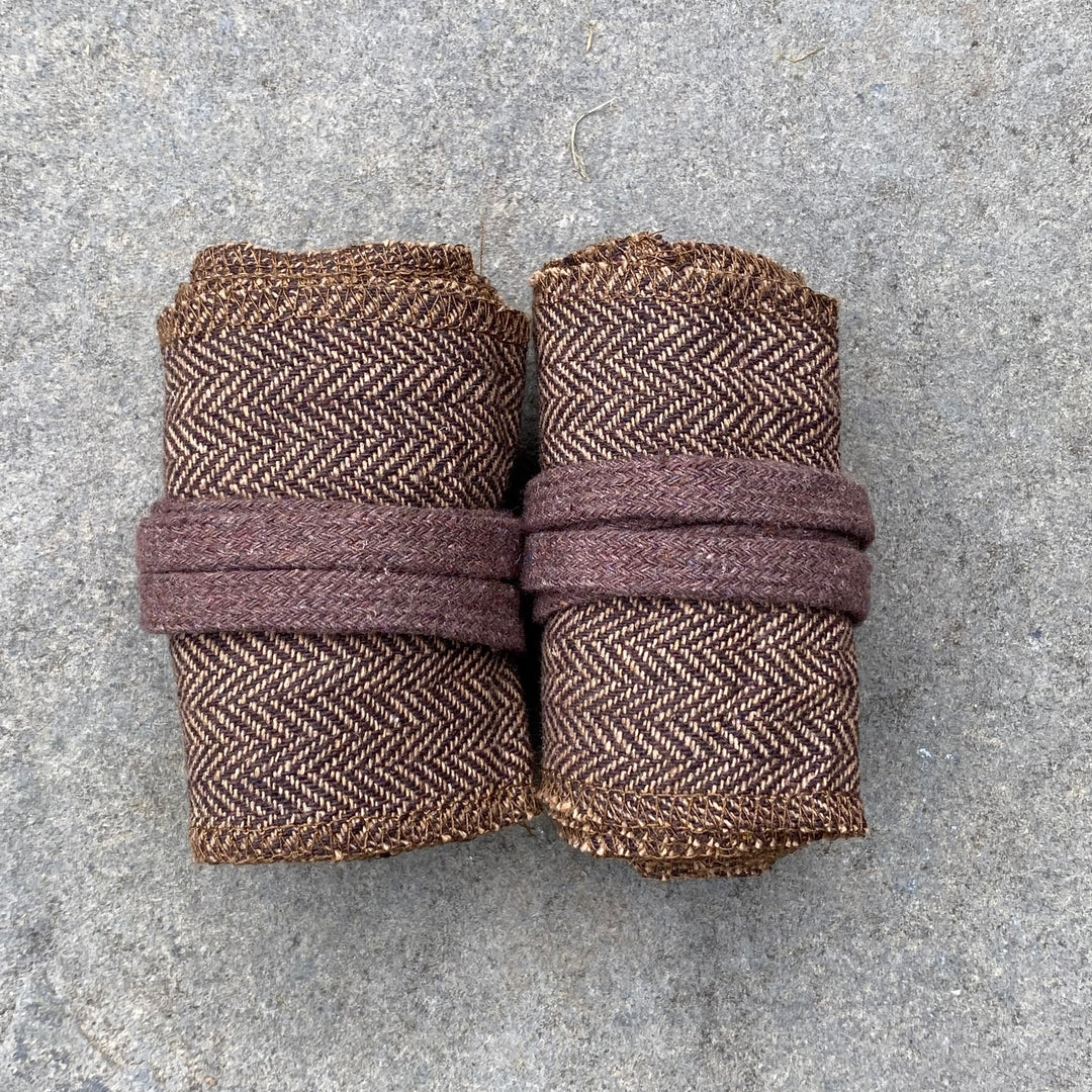 Dark Brown Herringbone Wool Leg and Arm Wrap Set