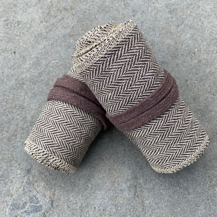 Light Brown Herringbone Wool Leg and Arm Wrap Set