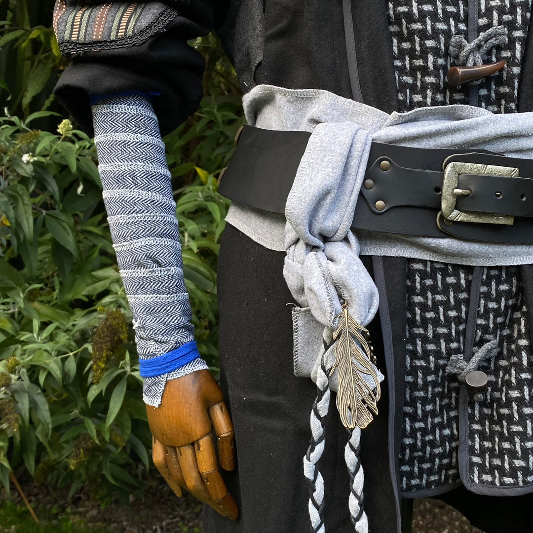 Blue & White Herringbone Wool Leg and Arm Wrap Set