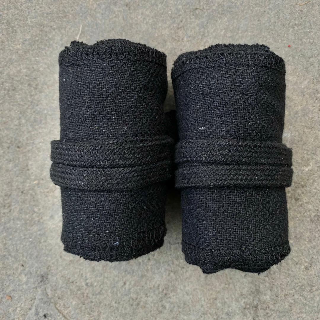 Black Herringbone Wool Leg and Arm Wrap Set