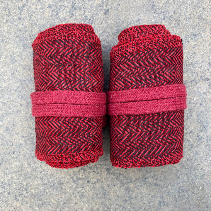 Red Herringbone Wool Leg and Arm Wrap Set