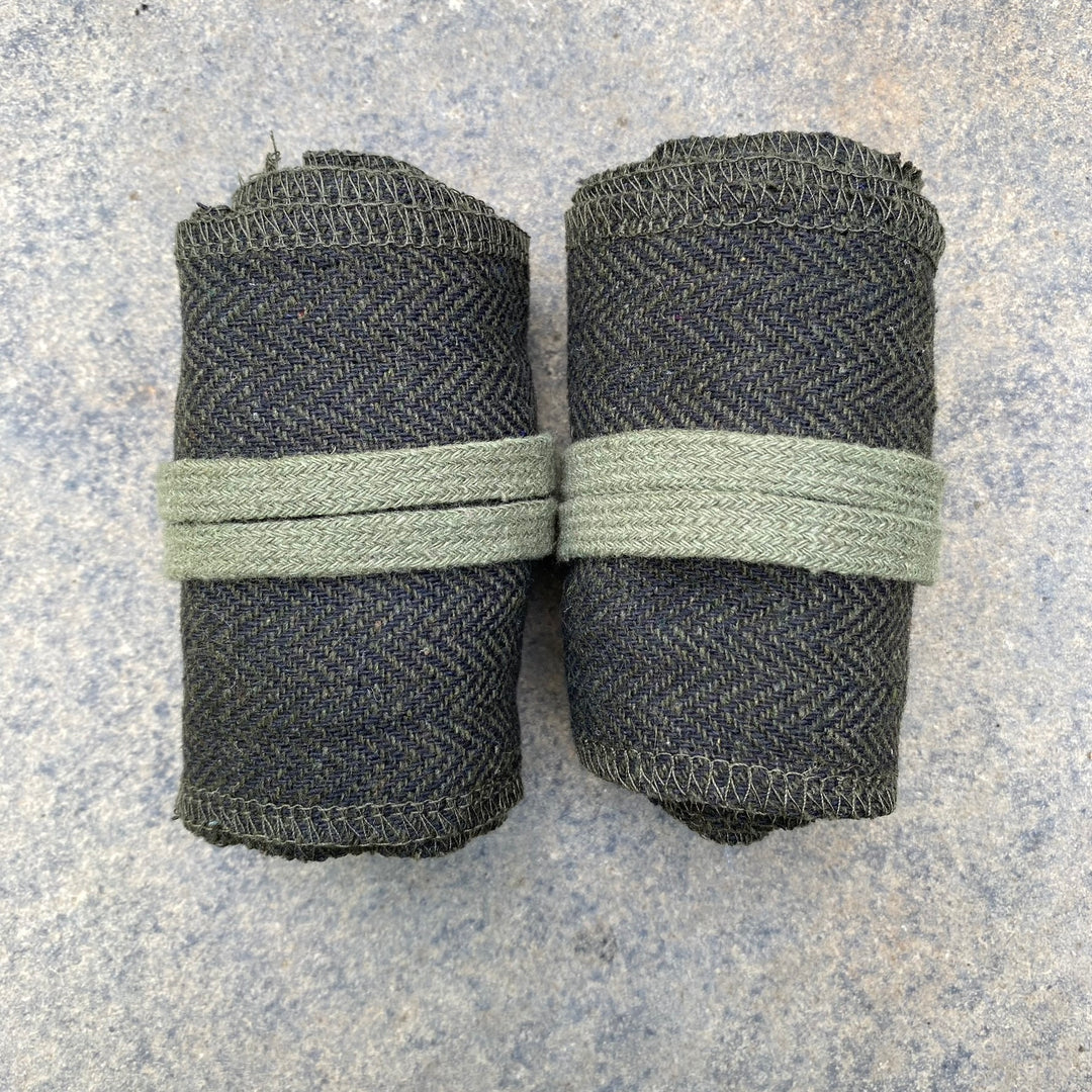 Green Herringbone Wool Leg and Arm Wrap Set