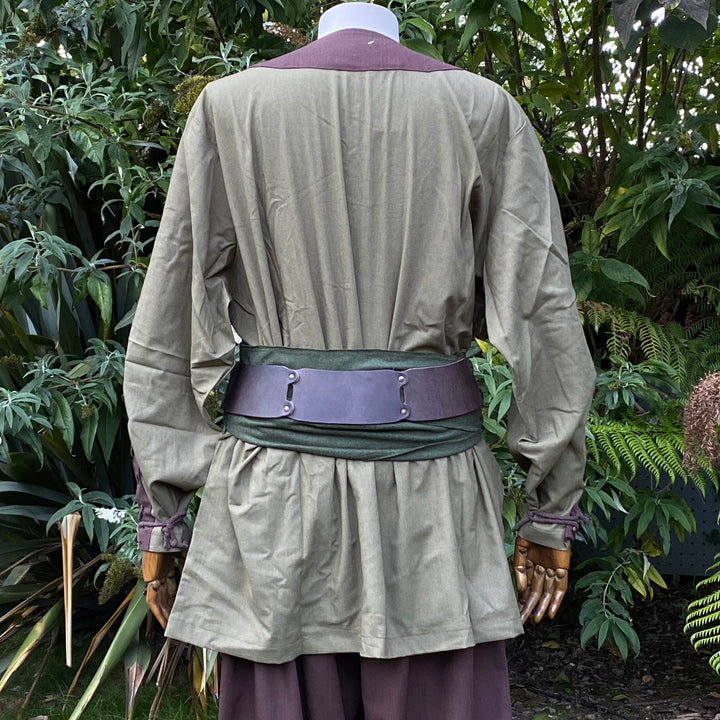 Tenue de base pour GN - 3 pièces : chemise verte et marron, pantalon viking et ceinture