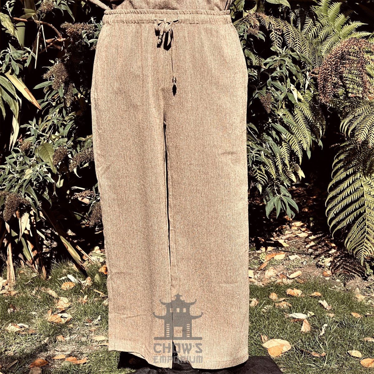 brown medieval wool trousers styled for costume.
