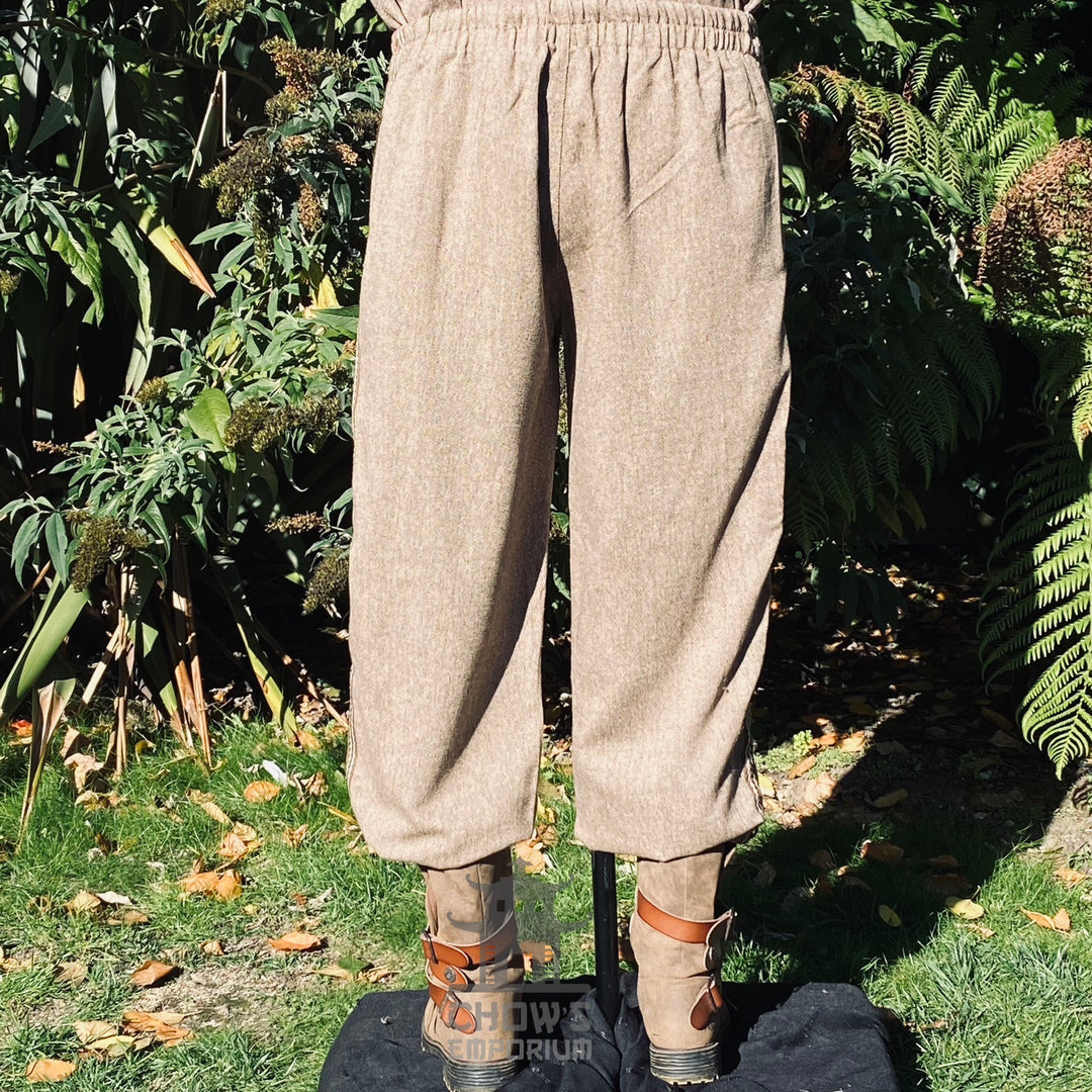 Brown Wool Medieval Straight Leg Pants