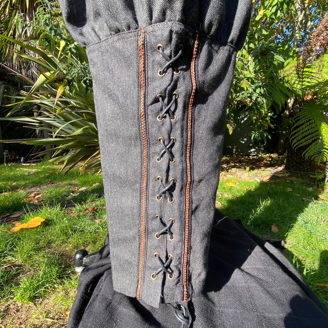 Medieval Viking Pants - Grey Wool Trousers with Braiding - Chows Emporium Ltd