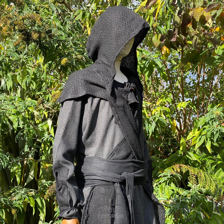 Black Wool Wrap-Around Hood