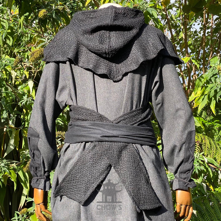 Black Wool Wrap-Around Hood